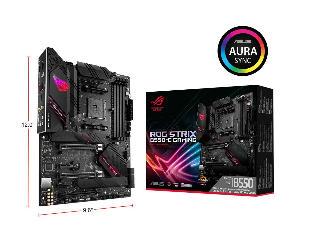 ASUS ROG Strix B550-E Gaming AMD AM4 (3rd Gen Ryzen) ATX Gaming Motherboard  (PCIe 4.0, NVIDIA SLI, WiFi 6, 2.5Gb LAN, 14+2 Power Stages, Front USB 3.2  