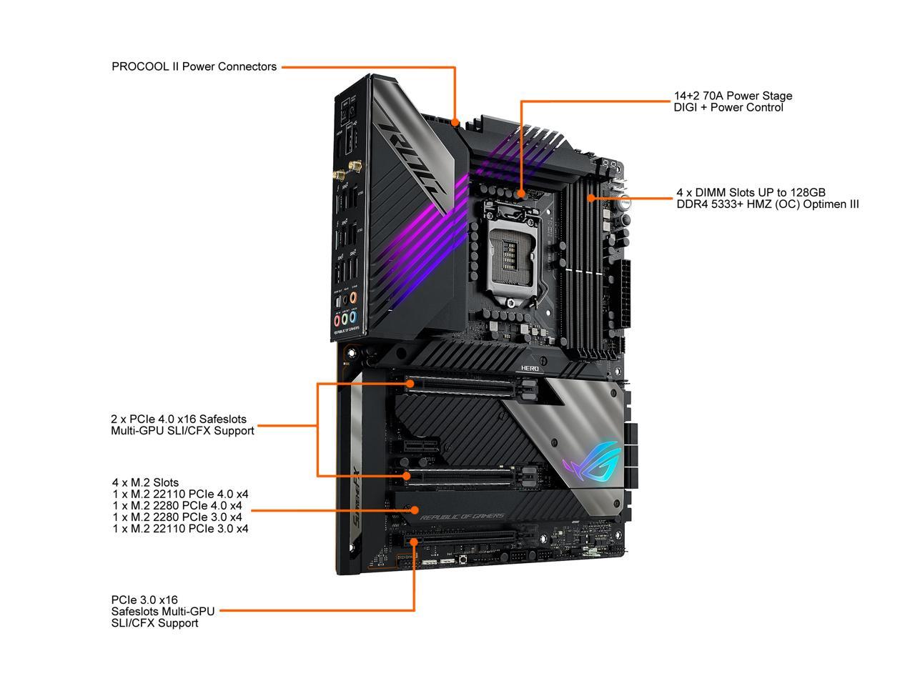 Asus Rog Maximus Xiii Hero Wifi 6e Z590 Lga 1200 Intel 11th10th Gen Atx Gaming Motherboard