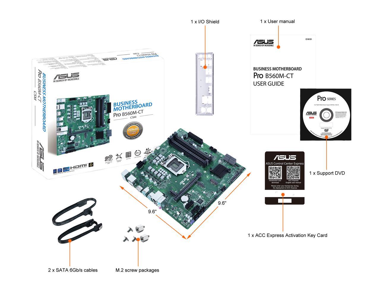 ASUS PRO B560MCT/CSM LGA 1200 Micro ATX Intel Motherboard