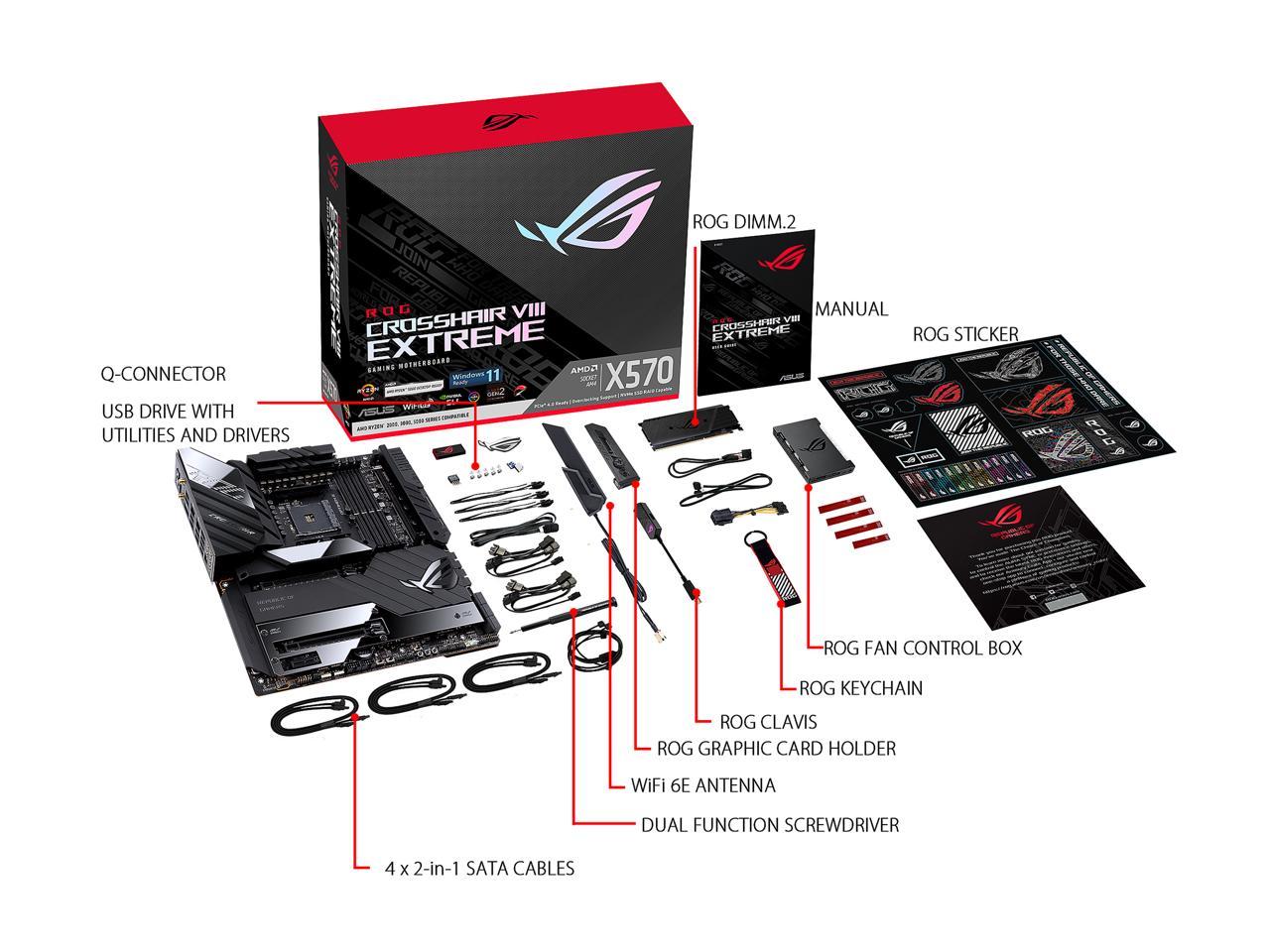 ASUS ROG Crosshair VIII Extreme AMD AM4 X570S EATX Gaming Motherboard (PCIe  4.0, Passive PCH Heatsink, 18+2 Power Stages, 5 x M.2 Slots, Wi-Fi 6E, 2