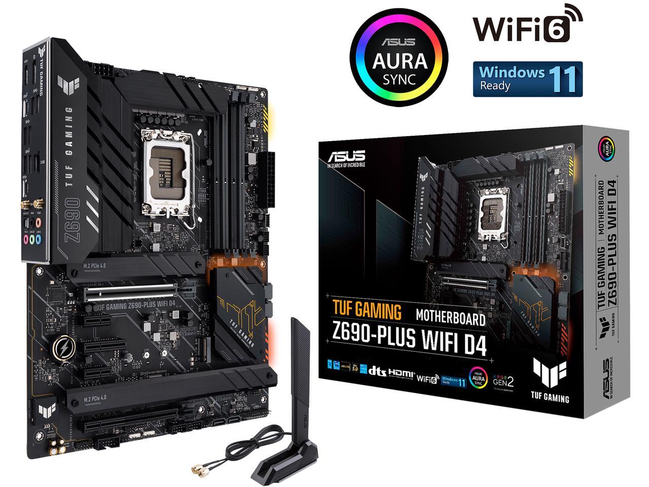 ASUS TUF Gaming Z690-Plus WiFi D4 LGA 1700 Intel 12th Gen ATX Gaming  Motherboard- PCIe 5.0, DDR4, 4xM.2/NVMe SSD, 14+2 Power Stages, WiFi 6,  Intel 