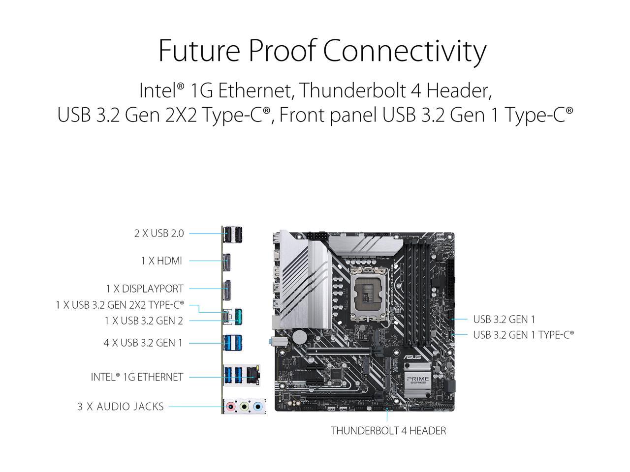 ASUS Prime Z690M-Plus D4 LGA 1700 Intel 12th Gen microATX Motherboard- PCIe  5.0, DDR4, 10+1 Power Stages, 3x M.2, 1Gb LAN, USB 3.2 Gen 2x2 Type-C, 
