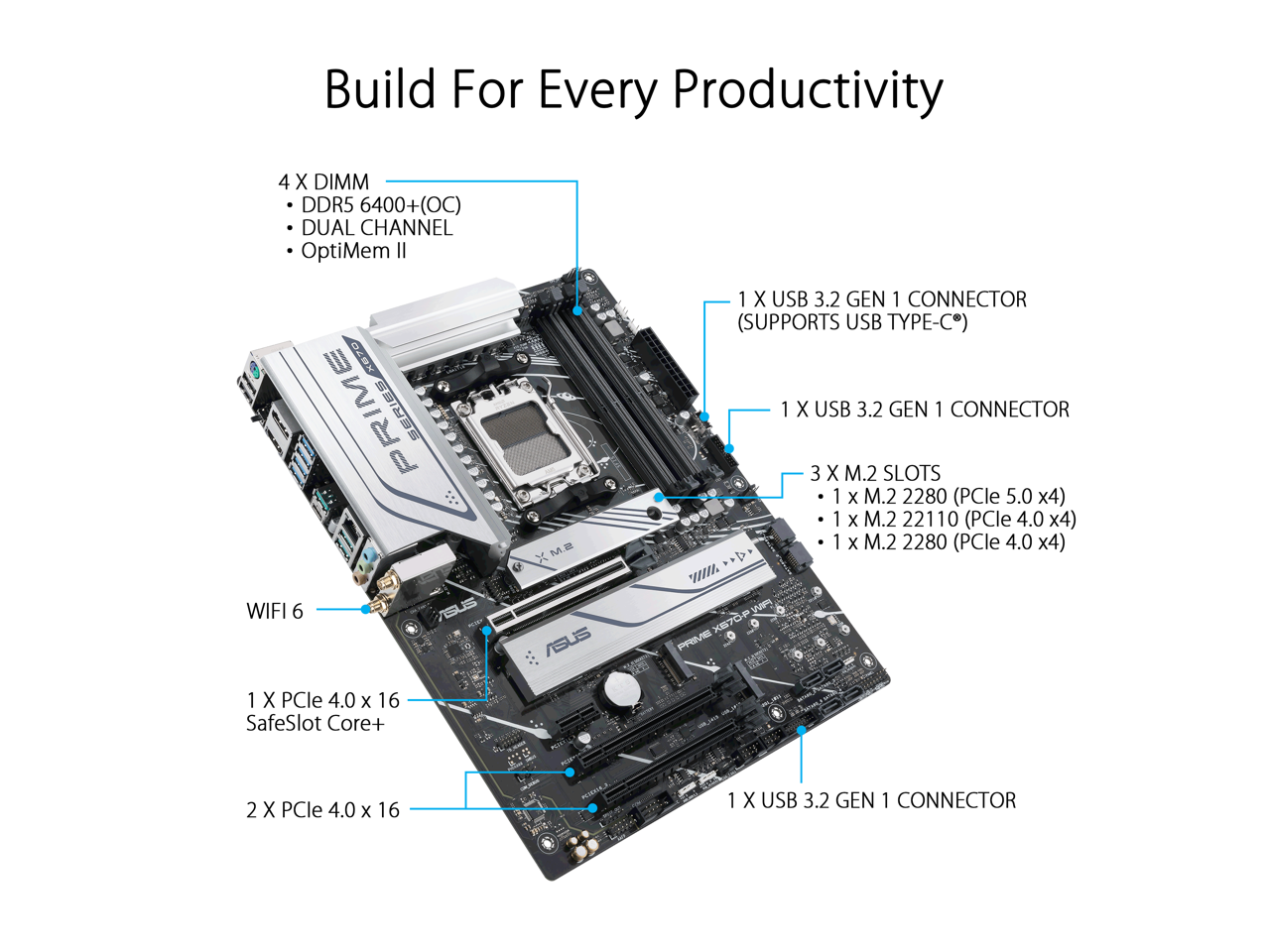 トレフォイル ASUS ASUS Prime X670-P WiFi Socket AM5 (LGA 1718