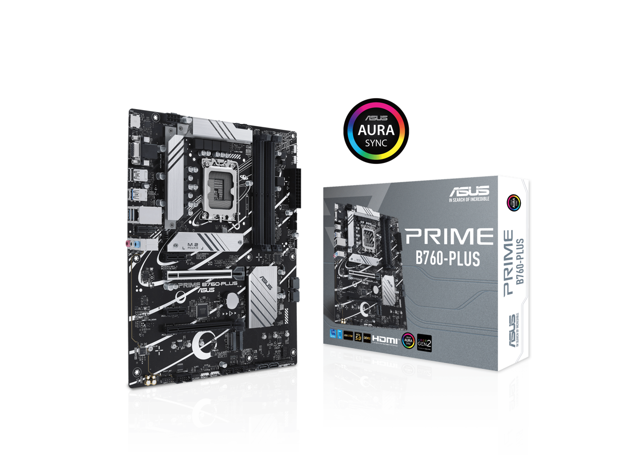 ASUS Prime B760-PLUS Intel® B760(13th and 12th Gen) LGA 1700 ATX motherboard with PCIe 5.0, DDR5, 3x PCIe 4.0 M.2 slots, Realtek 2.5Gb Ethernet, DisplayPort, VGA, HDMI®, SATA 6 Gbps, USB 3.2 Gen 2x2 Type-C®, front USB 3.2 Gen 1 Type-C