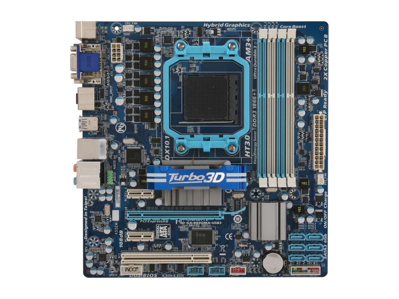 GIGABYTE GA880GMAUSB3 AM3+ Micro ATX AMD Motherboard