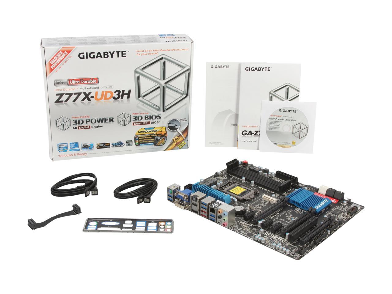 GIGABYTE GA-Z77X-UD3H LGA 1155 Intel Z77 HDMI SATA 6Gb/s USB 3.0 ATX Intel  Motherboard