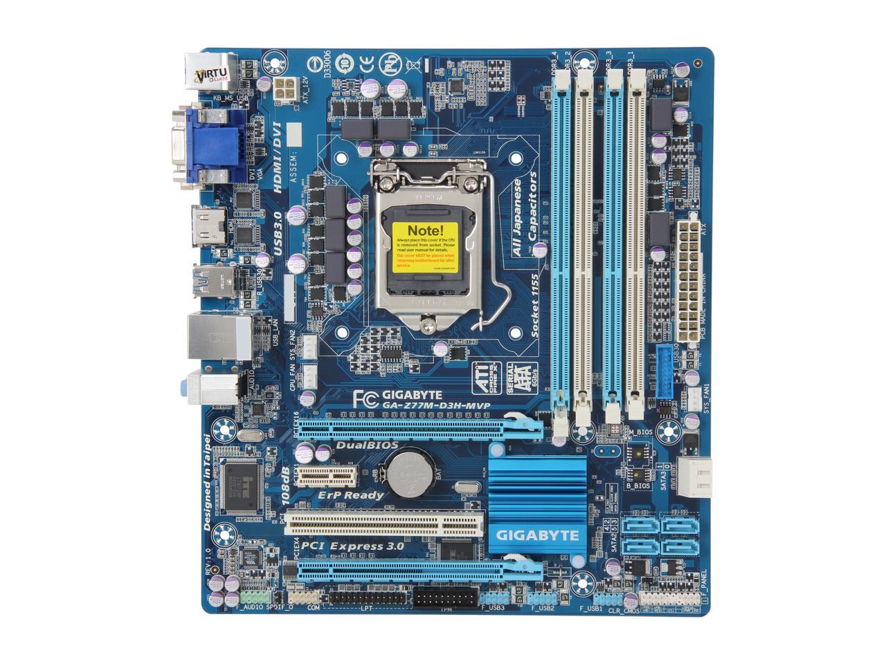 Gigabyte Ga Z77m D3h Mvp Lga 1155 Micro Atx Intel Motherboard Newegg Com