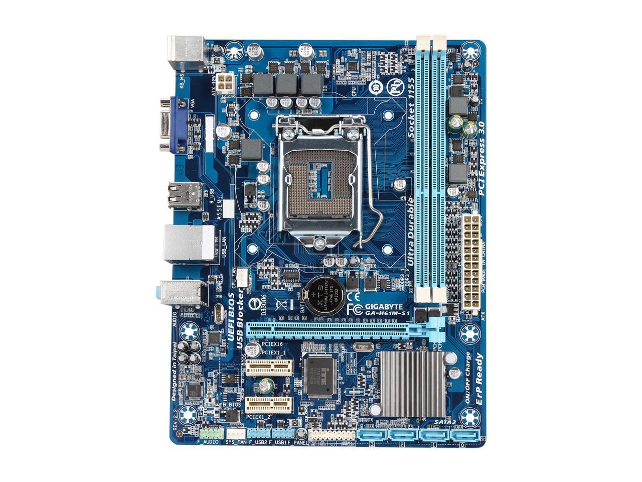 GIGABYTE GA-H61M-S1 LGA 1155 Micro ATX Intel Motherboard - Newegg.com