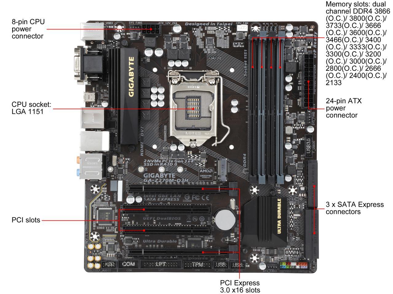 Open Box: GIGABYTE GA-Z270M-D3H (rev. 1.0) LGA 1151 Micro ATX ...