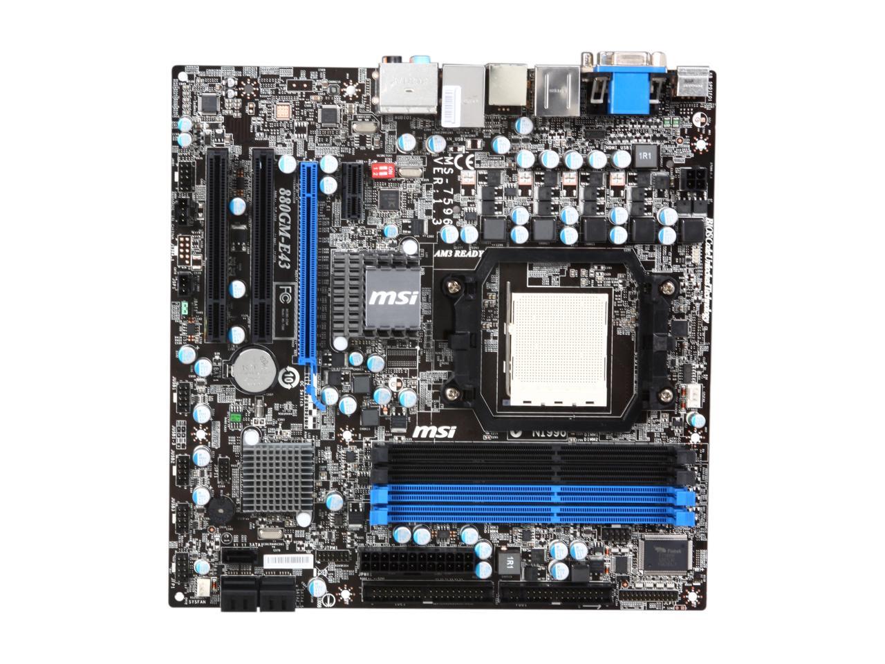 MSI 880GME43 AM3 Micro ATX AMD Motherboard