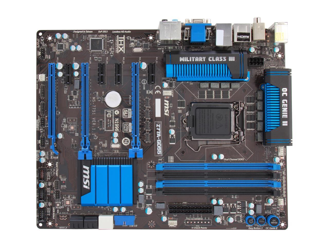 MSI Z77A-GD55 LGA 1155 ATX Intel Motherboard with UEFI BIOS - Newegg.ca