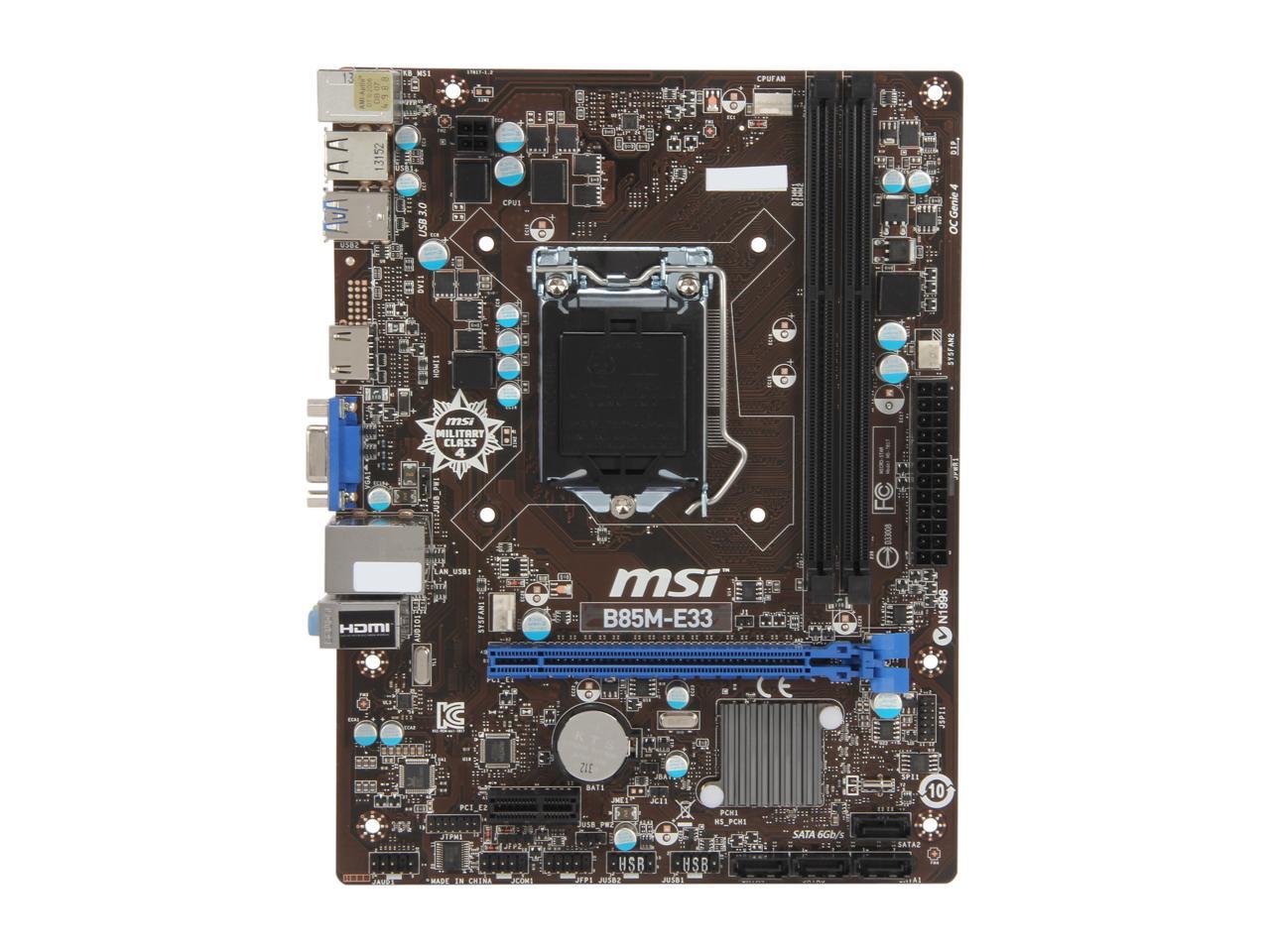 Msi b85m e33 подключение