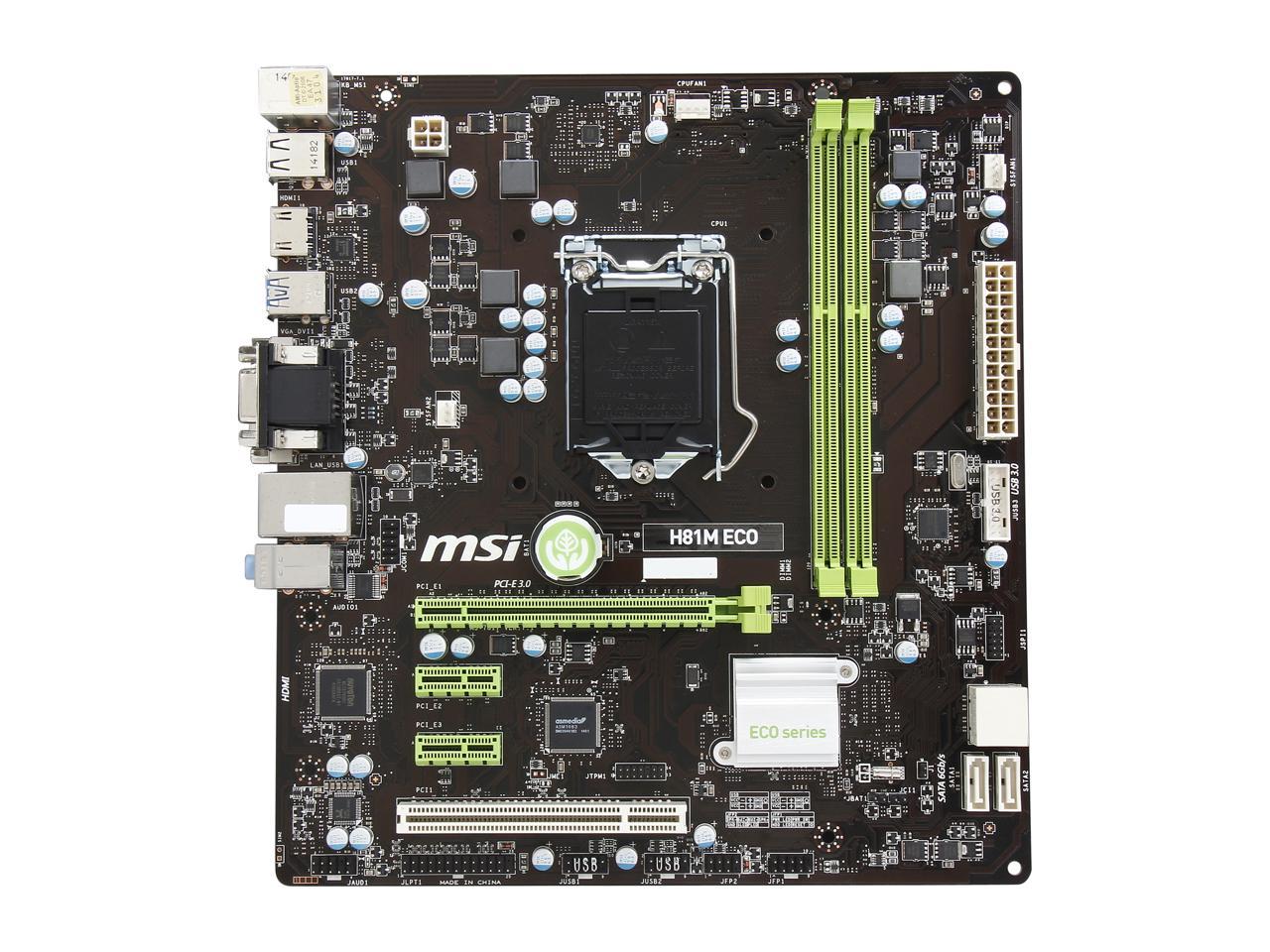 Msi H81m Eco Lga 1150 Micro Atx Intel Motherboard