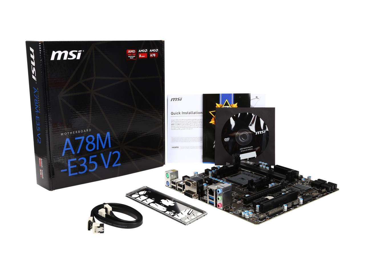 Msi A78m E35 V2 Fm2 Micro Atx Amd Motherboard Newegg Ca