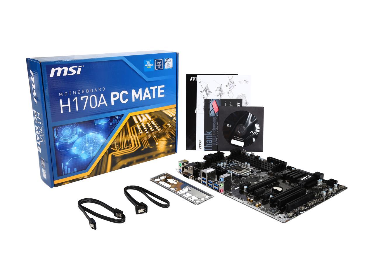 Msi H170a Pc Mate Lga 1151 Atx Intel Motherboard Newegg Com