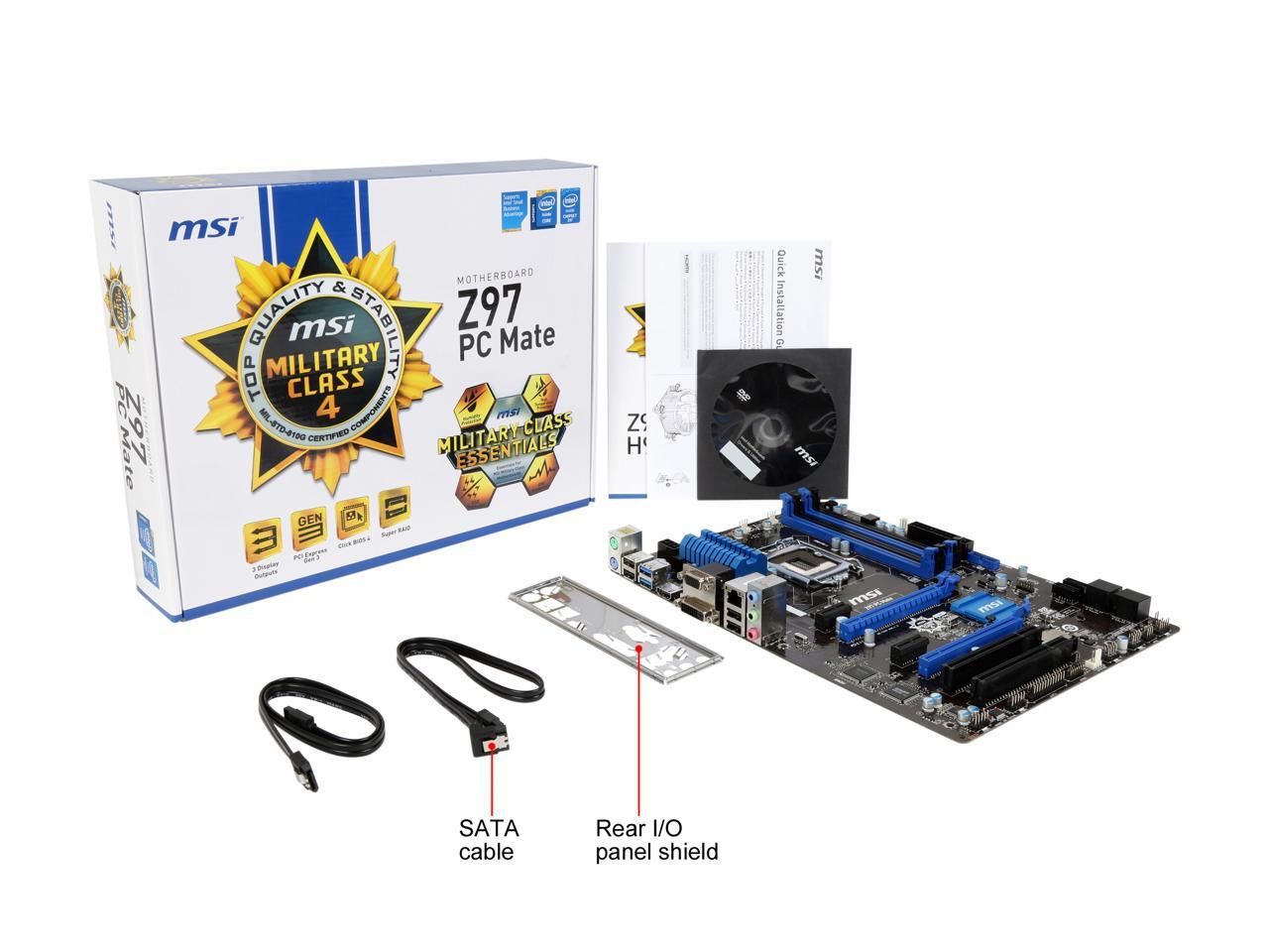 Refurbished MSI Z97 PC Mate LGA 1150 ATX Motherboards Intel
