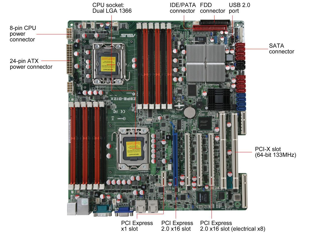 ASUS Z8PE-D12X(ASMB4-IKVM) Dual LGA 1366 Intel 5520 Tylersburg SSI EEB ...