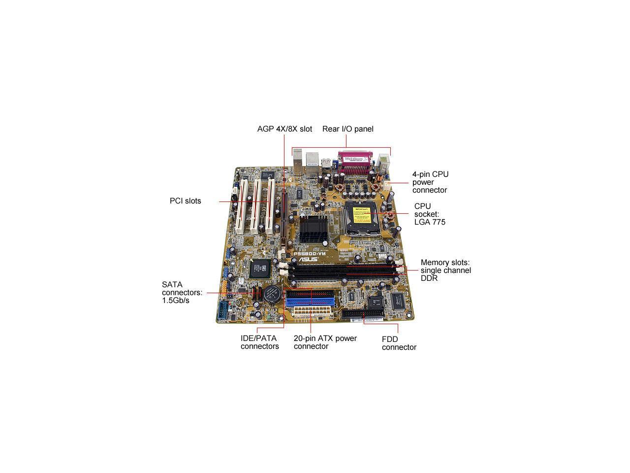 Used - Very Good: ASUS P5S800-VM LGA 775 Micro ATX Intel 