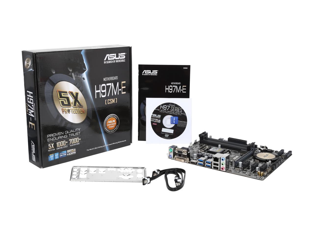 Used - Like New: ASUS H97M-E/CSM LGA 1150 Micro ATX Intel Motherboard -  Newegg.com