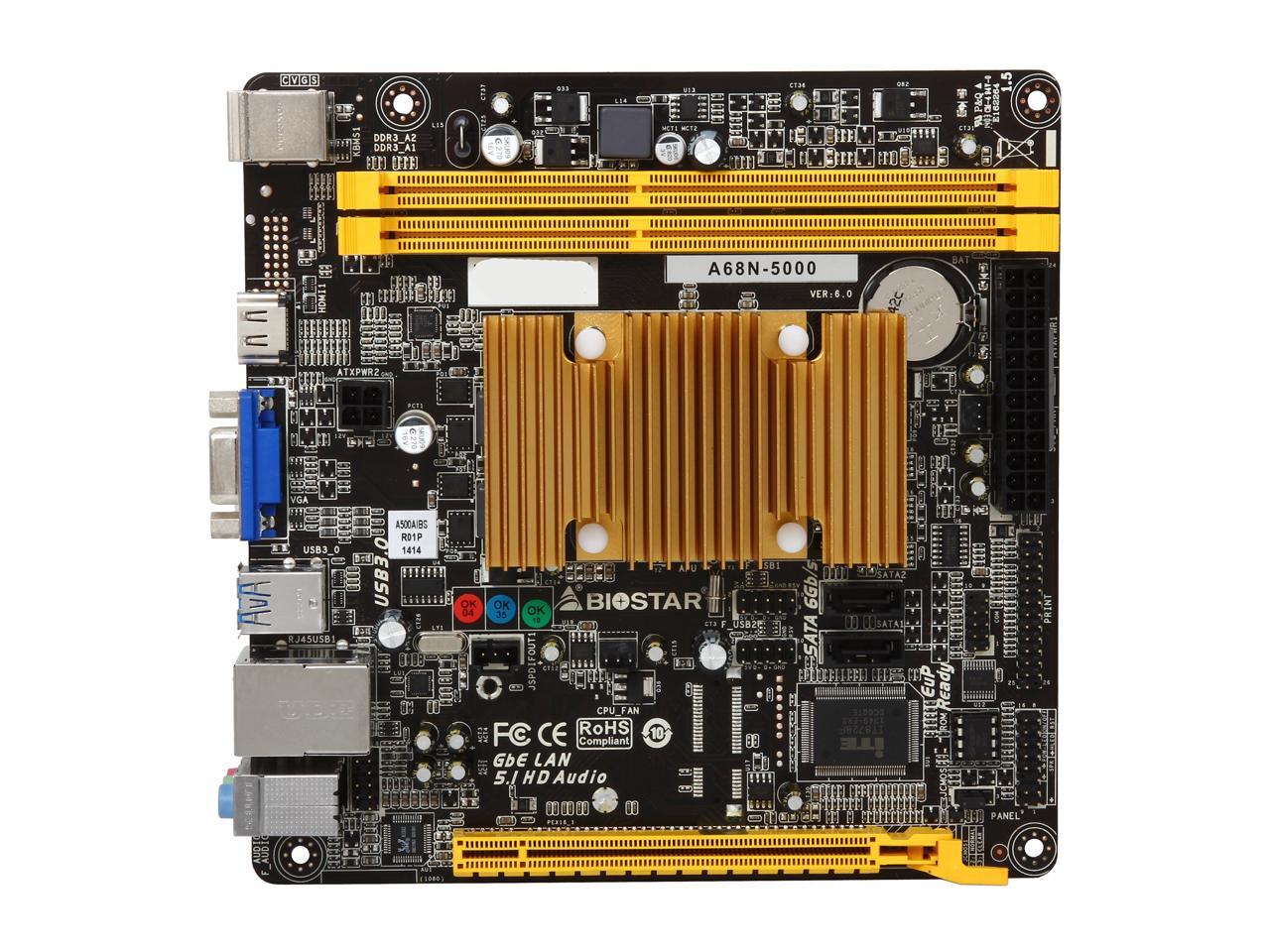 BIOSTAR A68N-5000 AMD A4-5000 Quad-Core APU Mini ITX Motherboard / CPU ...