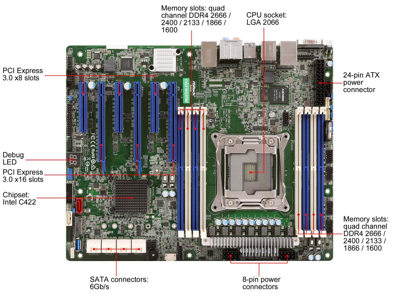 AsRock Rack C422 WS/IPMI ATX Server Motherboard - Newegg.com