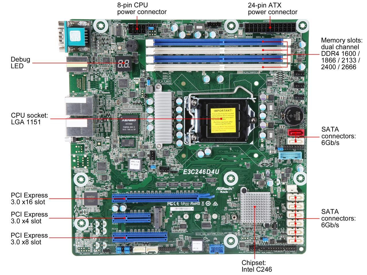 AsRock Rack Micro ATX Server Motherboard LGA 1151 - Newegg.com
