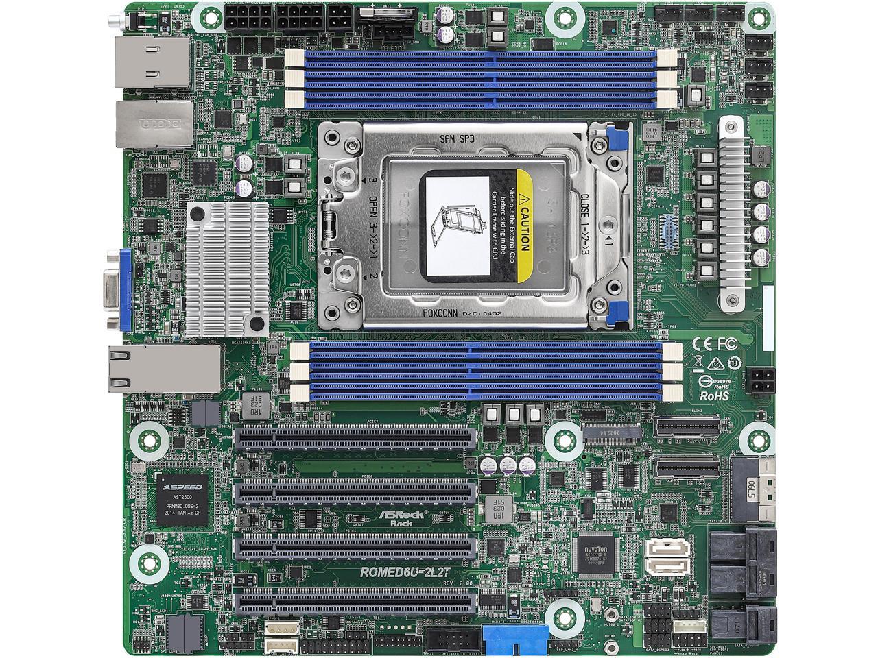 AsRock Rack ROMED6U-2L2T Micron-ATX Server Motherboard AMD SP3 (LGA4094) EPYC 7002 and 7001 series