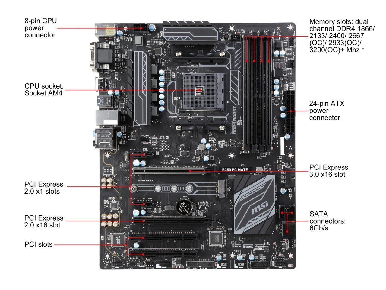 Used - Very Good: MSI PRO B350 PC MATE AM4 ATX AMD Motherboard - Newegg.com