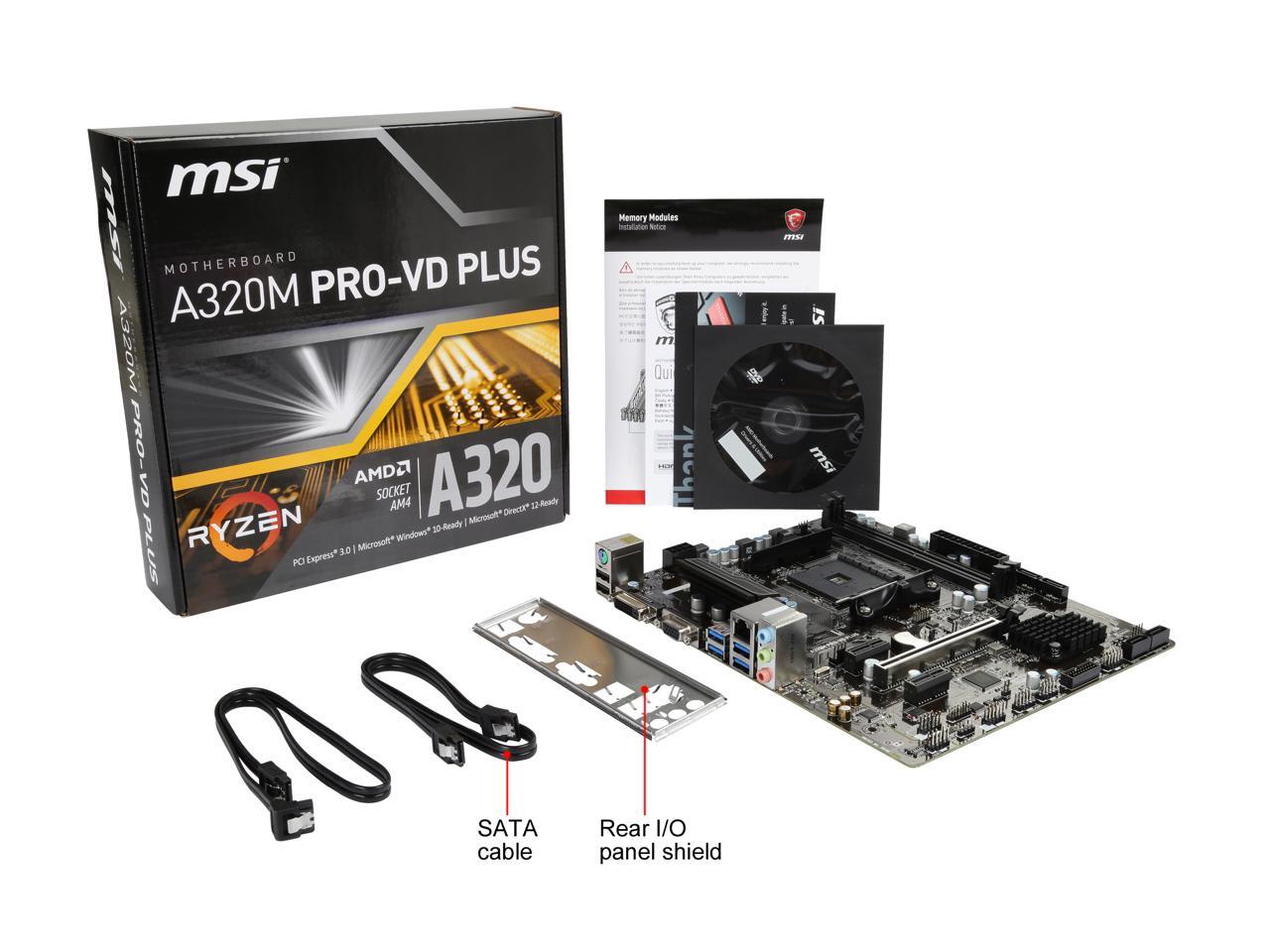 MSI A320M PRO-VD PLUS AM4 Micro ATX AMD Motherboard - Newegg.com