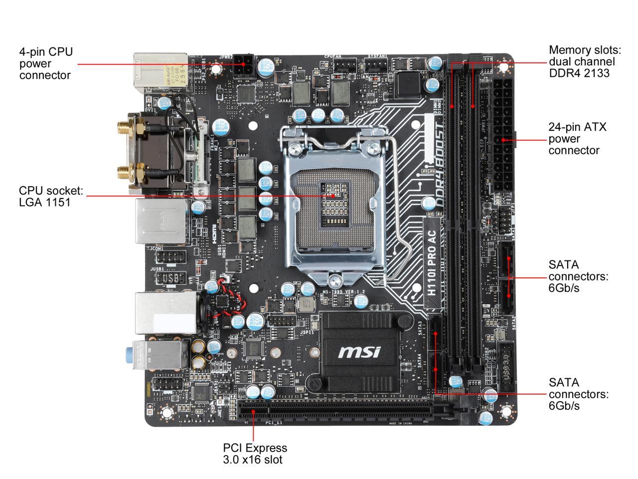 Open Box: MSI H110I Pro AC LGA 1151 Mini ITX Intel Motherboard - Newegg.com