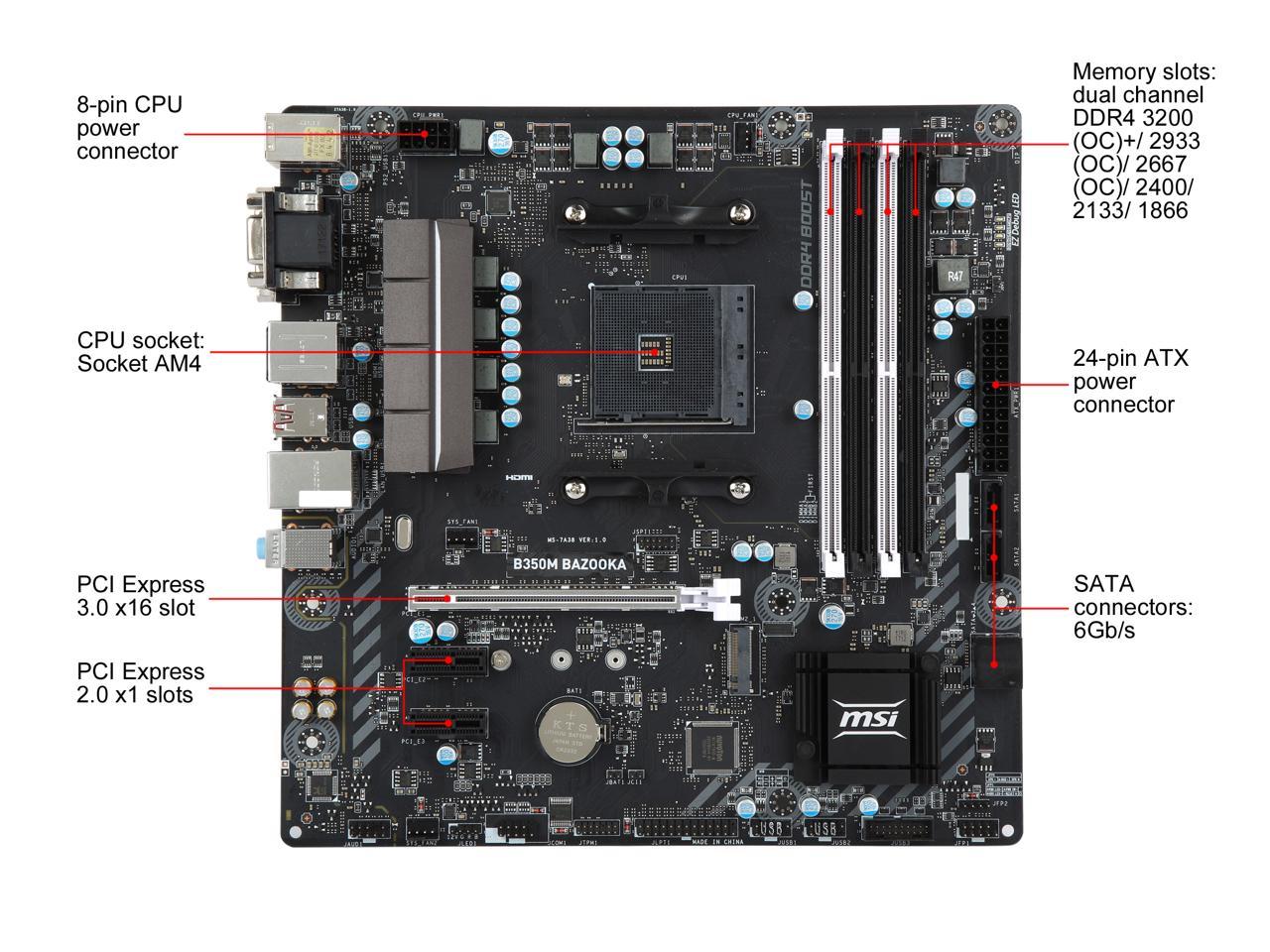 Refurbished: MSI B350M BAZOOKA AM4 Micro ATX AMD Motherboard - Newegg.com