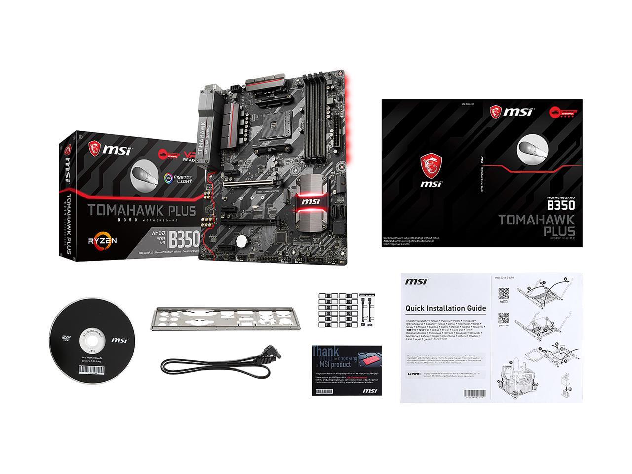 MSI B350 TOMAHAWK PLUS AM4 ATX AMD Motherboard
