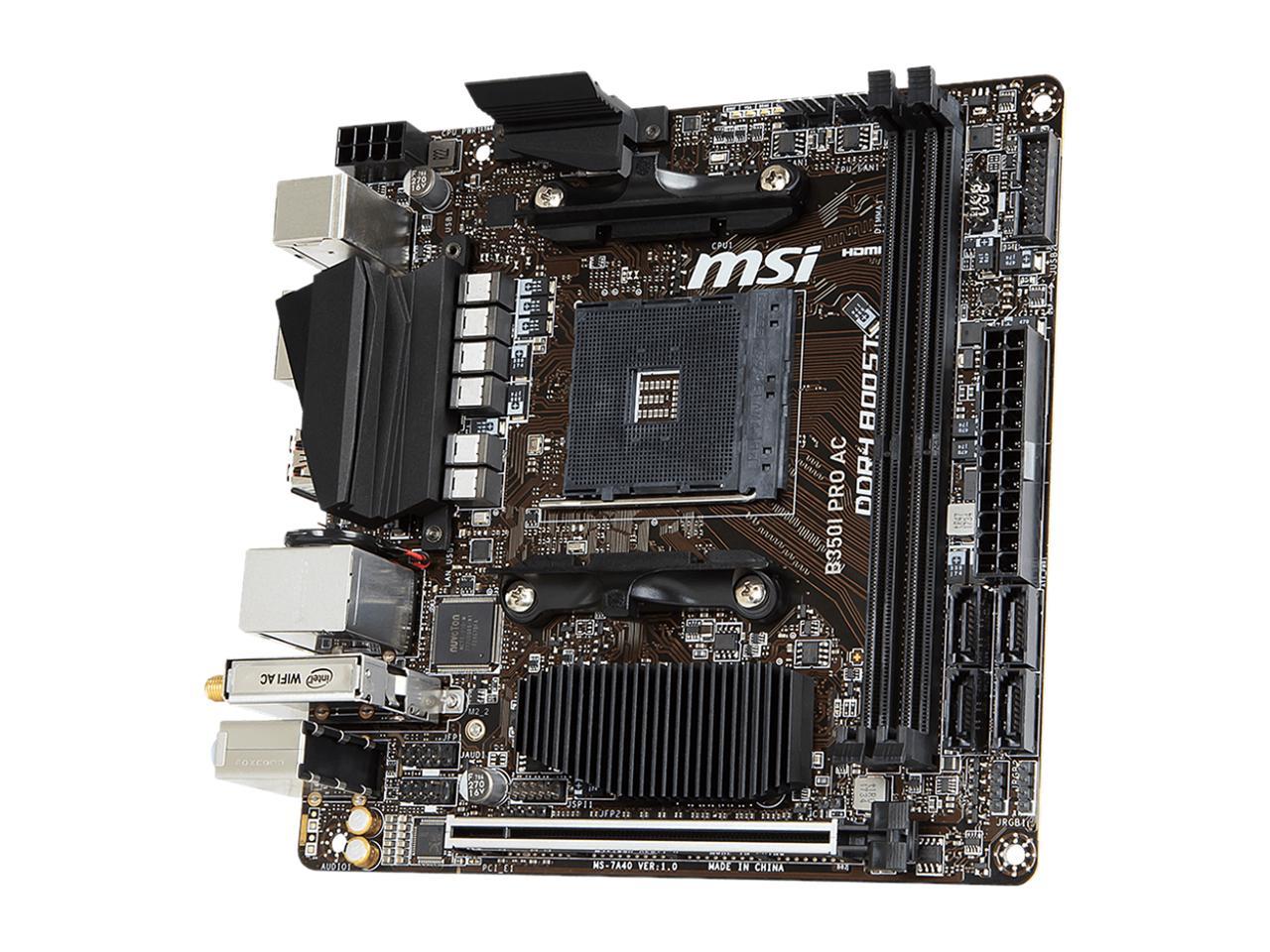 Купить pro ac. MSI am b350. Материнская плата MSI Mini ITX Intel. MSI b350i Pro AC. B350 материнская плата.
