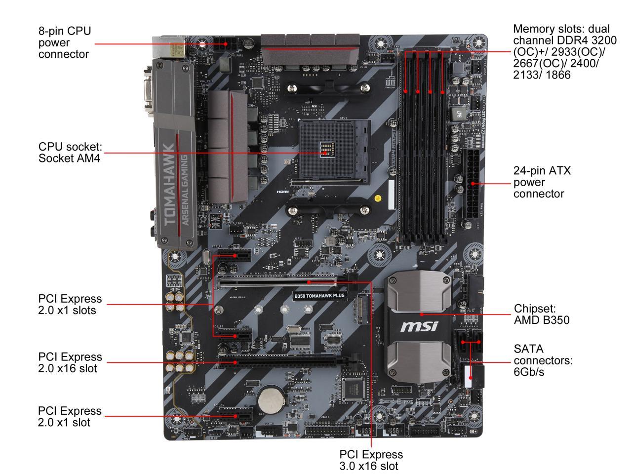 Refurbished MSI ARSENAL GAMING B350 TOMAHAWK PLUS AM4 ATX AMD