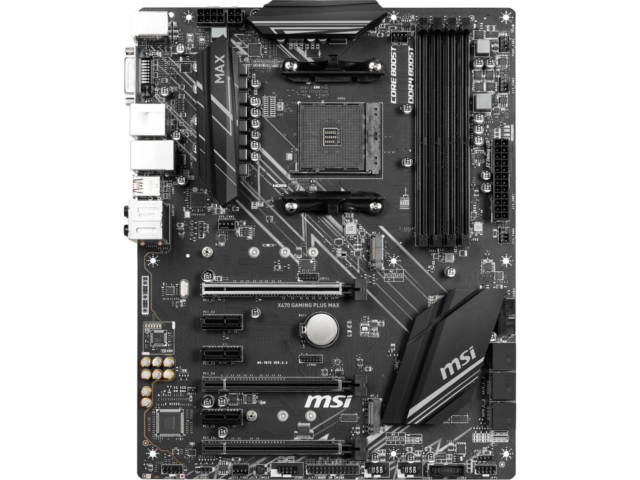 Msi Performance Gaming X470 Gaming Plus Max Am4 Atx Amd Motherboard Newegg Com