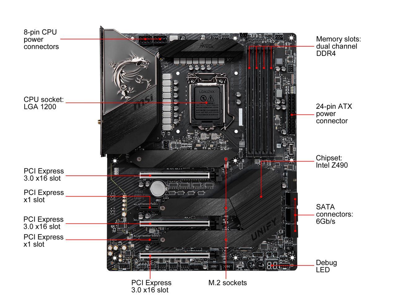 MSI MEG Z490 UNIFY Intel Z490 ATX Intel Motherboard - Newegg.com