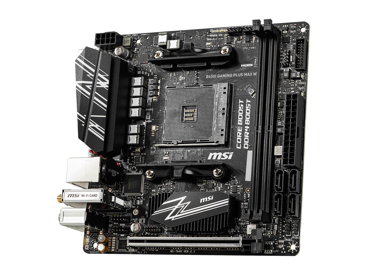 MSI B450I GAMING PLUS MAX WIFI AM4 Mini ITX AMD Motherboard