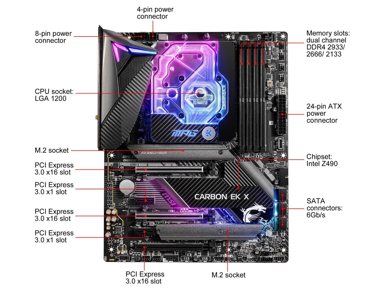 Msi Mpg Z490 Carbon Ek X Lga 1200 Atx Intel Motherboard