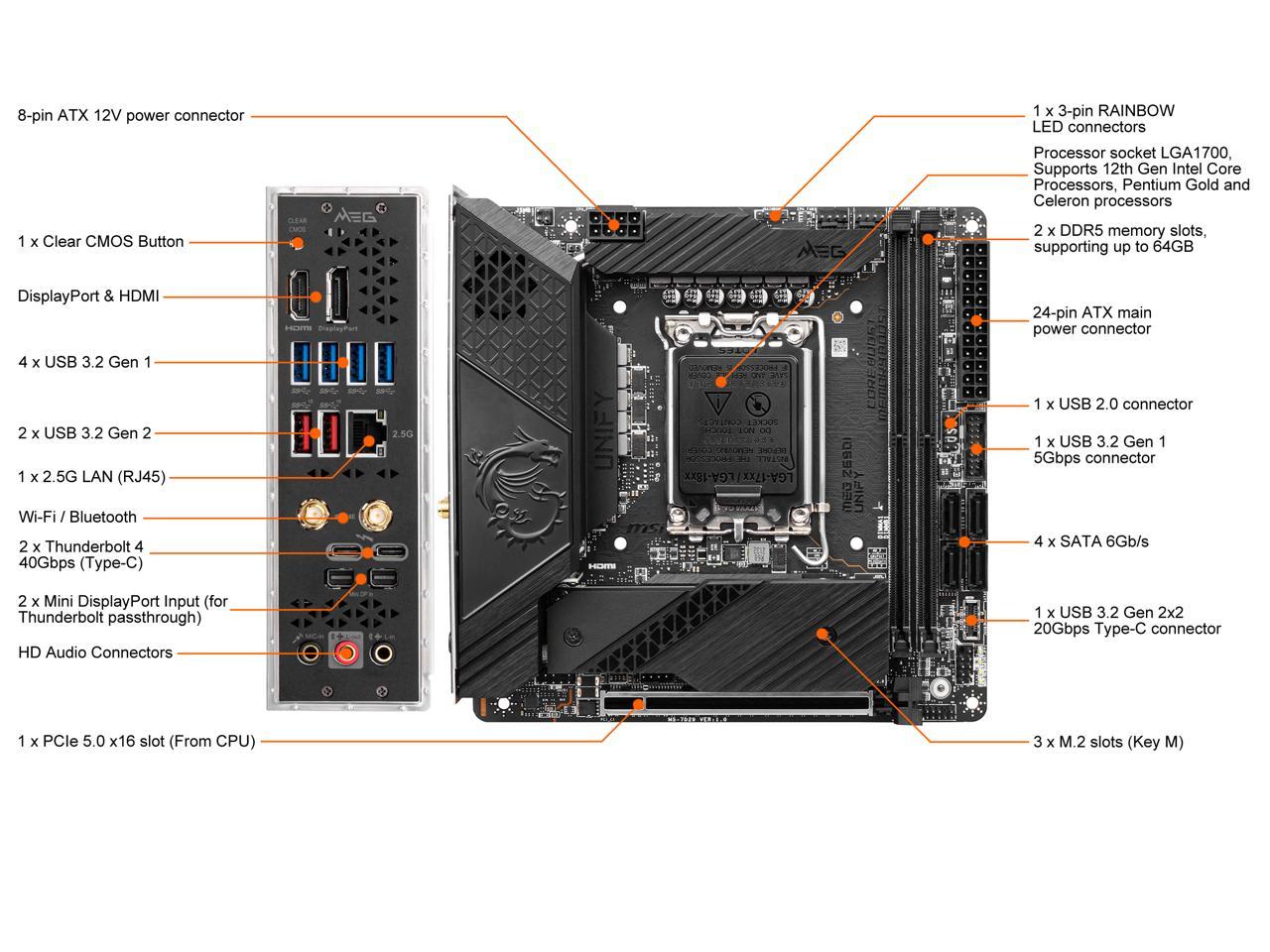 MSI MEG Z690I UNIFY DDR5 LGA 1700 Mini ITX Intel Motherboard - Newegg.ca