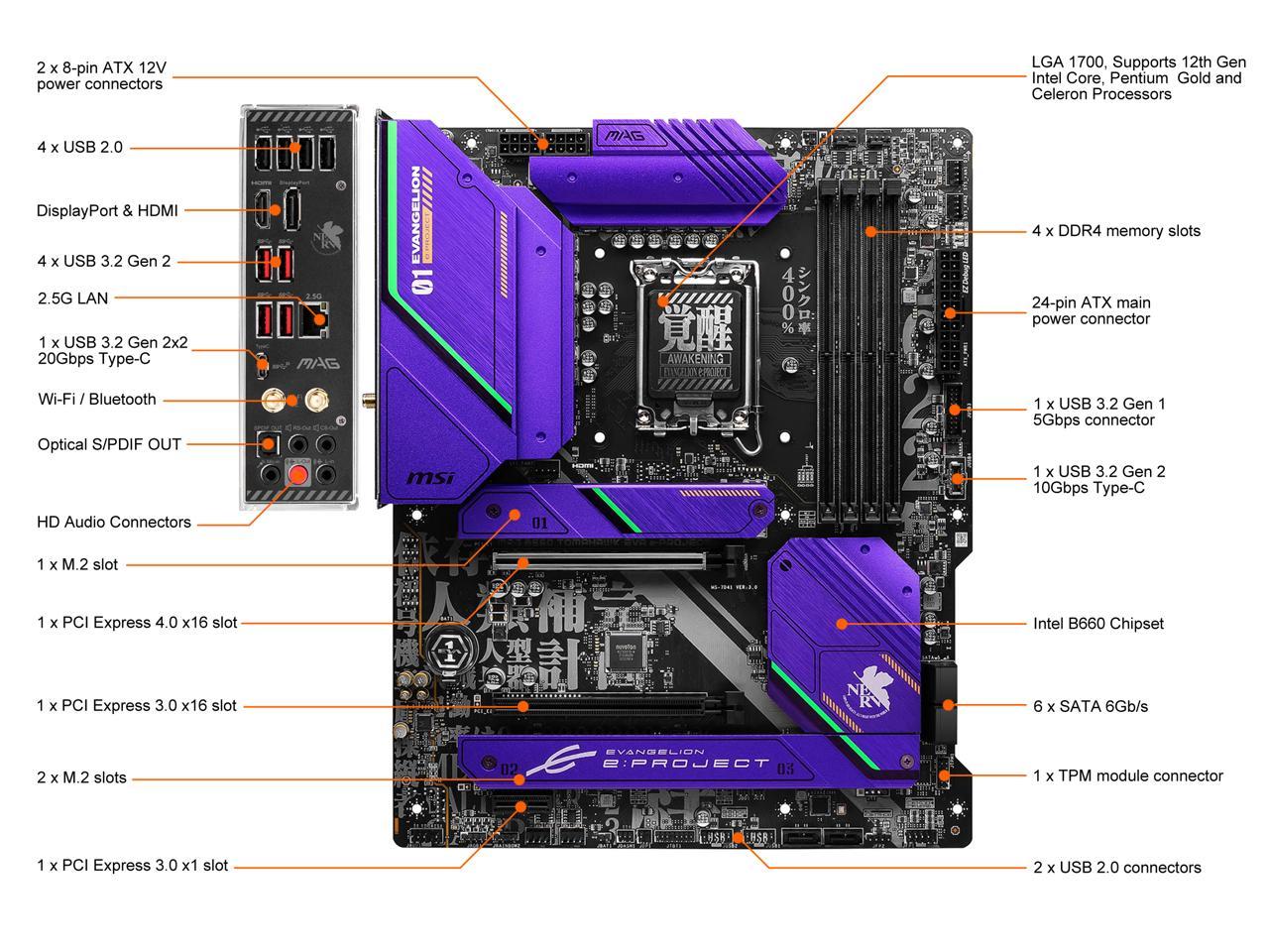 MSI MAG B660 TOMAHAWK EVA e-PROJECT DDR5 LGA 1700 ATX Intel Motherboard ...