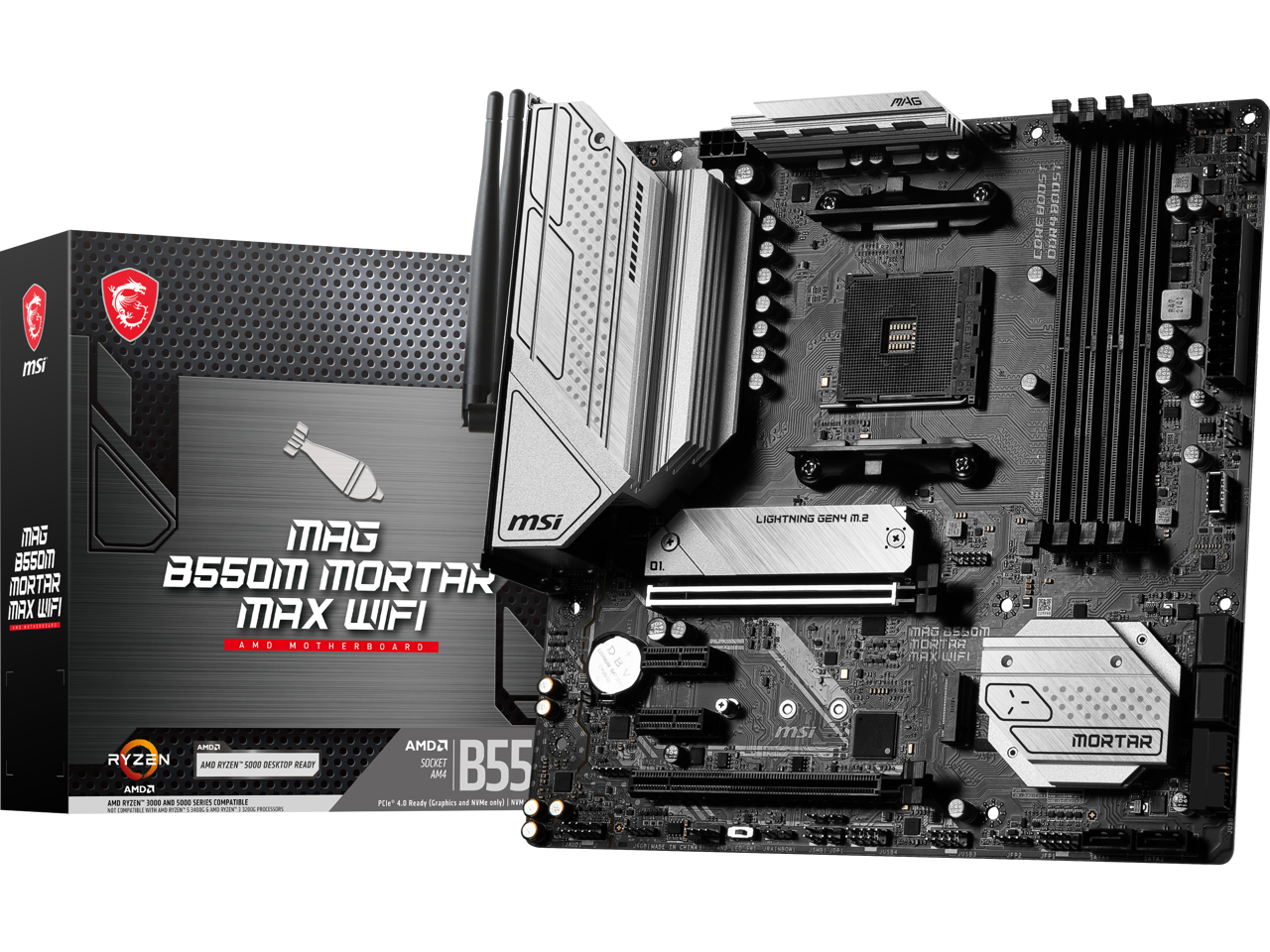 MSI MAG B550M MORTAR MAX WIFI DDR4 AM4 AMD B550 SATA 6Gb/s MicroATX Wi