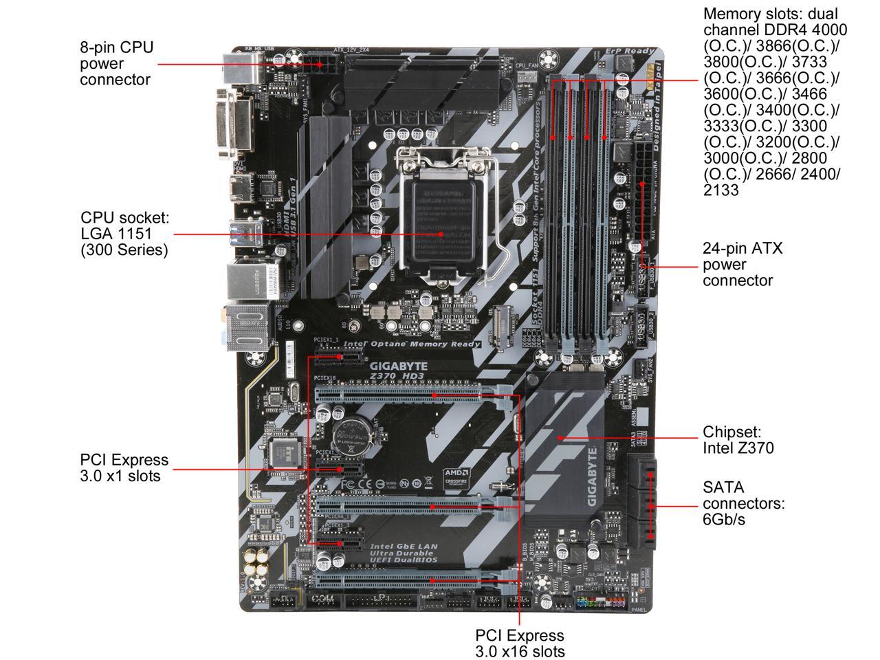 Refurbished GIGABYTE Z370 HD3 LGA 1151 (300 Series) ATX Intel