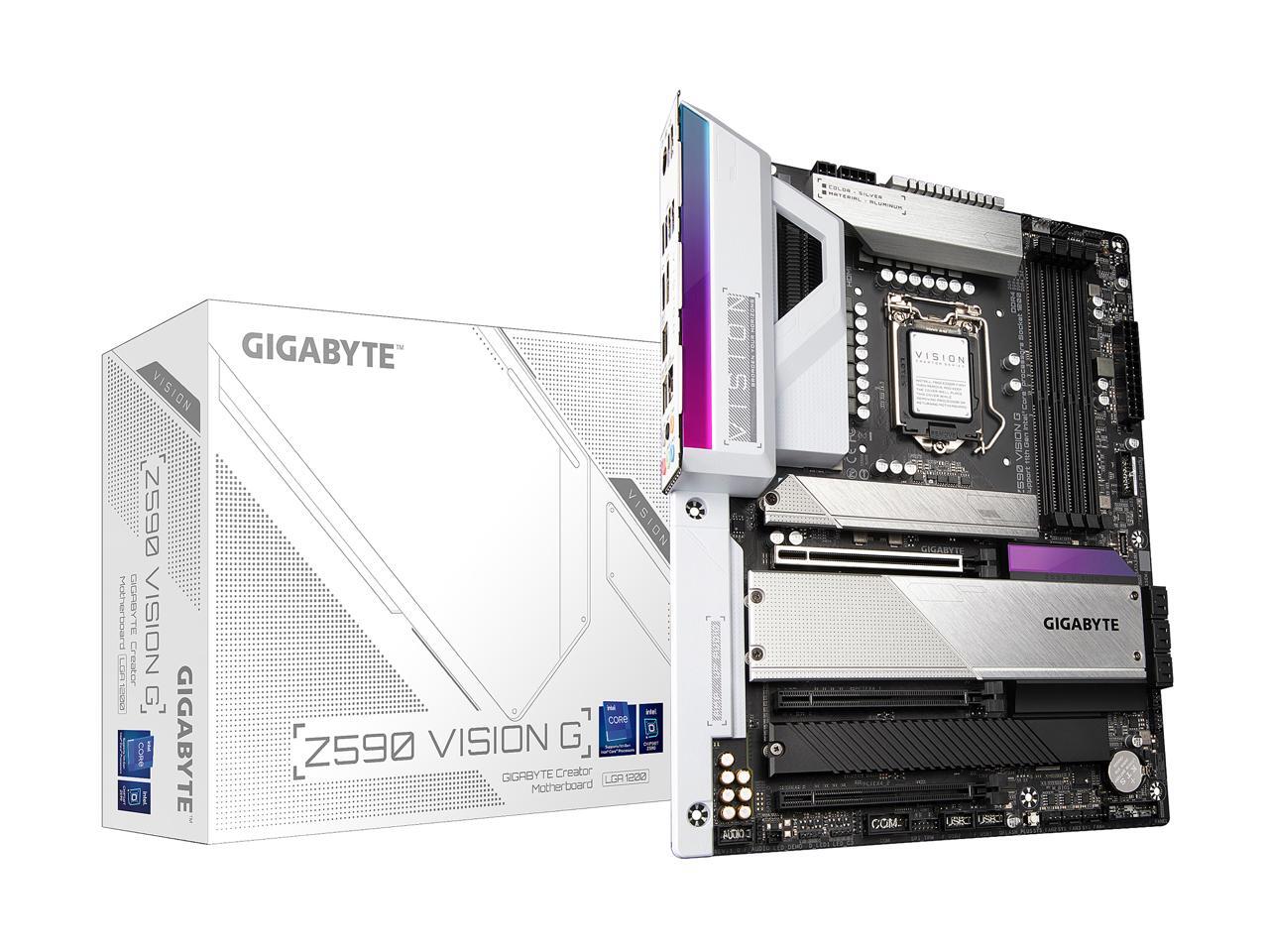 GIGABYTE Z590 VISION G LGA 1200 Intel Z590 ATX Motherboard with 4 x M.2, PCIe 4.0, USB 3.2 Gen2X2 Type-C, 2.5GbE LAN