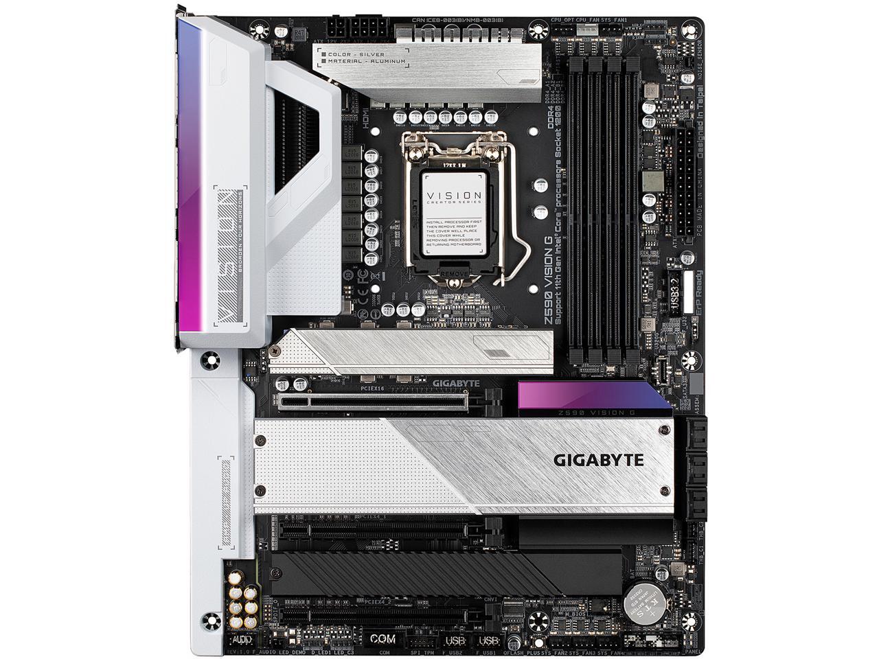 GIGABYTE Z590 VISION G LGA 1200 Intel Z590 ATX Motherboard with 4 x M.2, PCIe 4.0, USB 3.2 Gen2X2 Type-C, 2.5GbE LAN