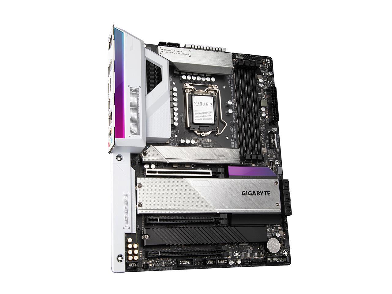 GIGABYTE Z590 VISION G LGA 1200 Intel Z590 ATX Motherboard with 4 x M.2, PCIe 4.0, USB 3.2 Gen2X2 Type-C, 2.5GbE LAN
