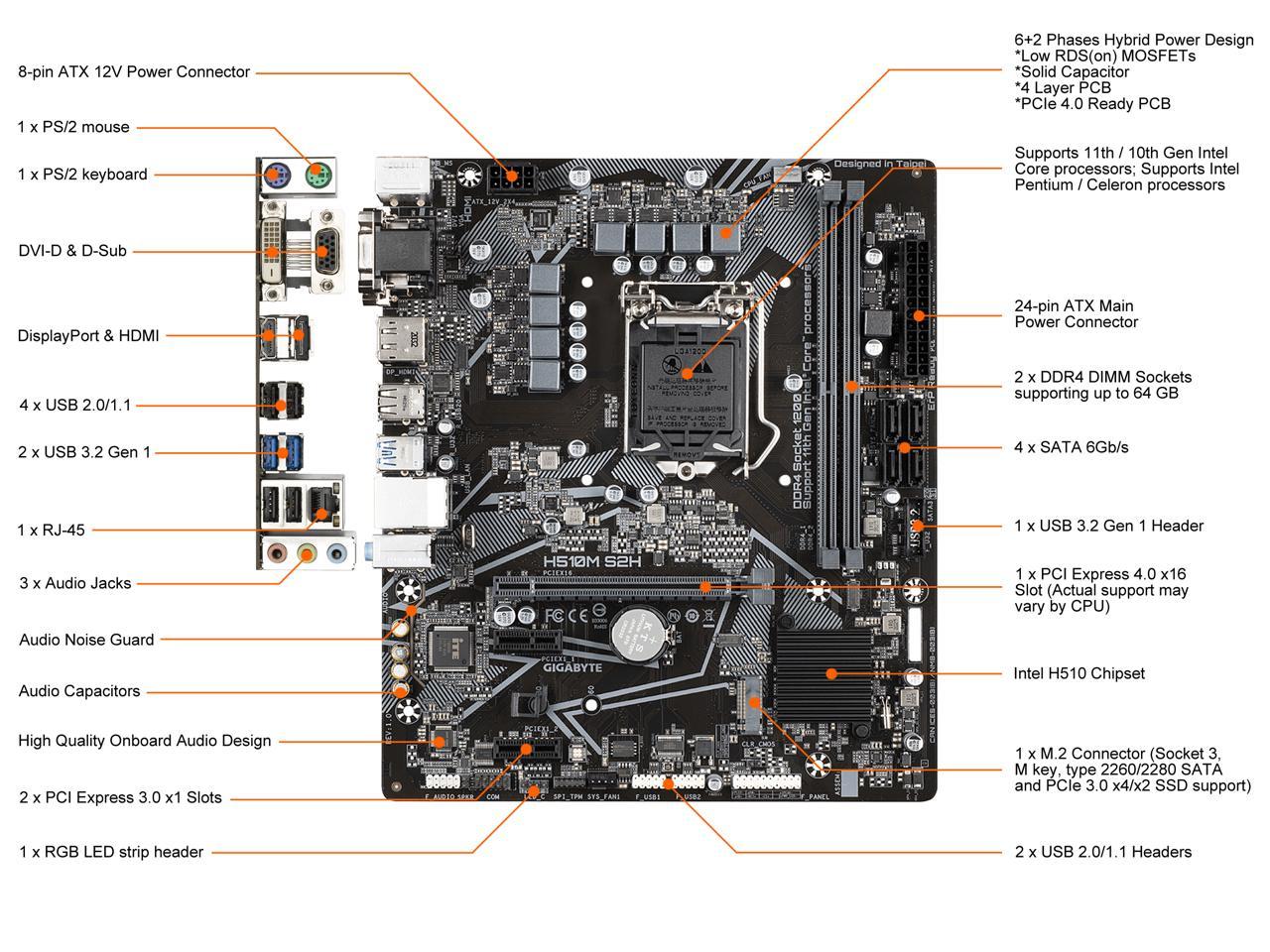 Gigabyte atx h400k схема