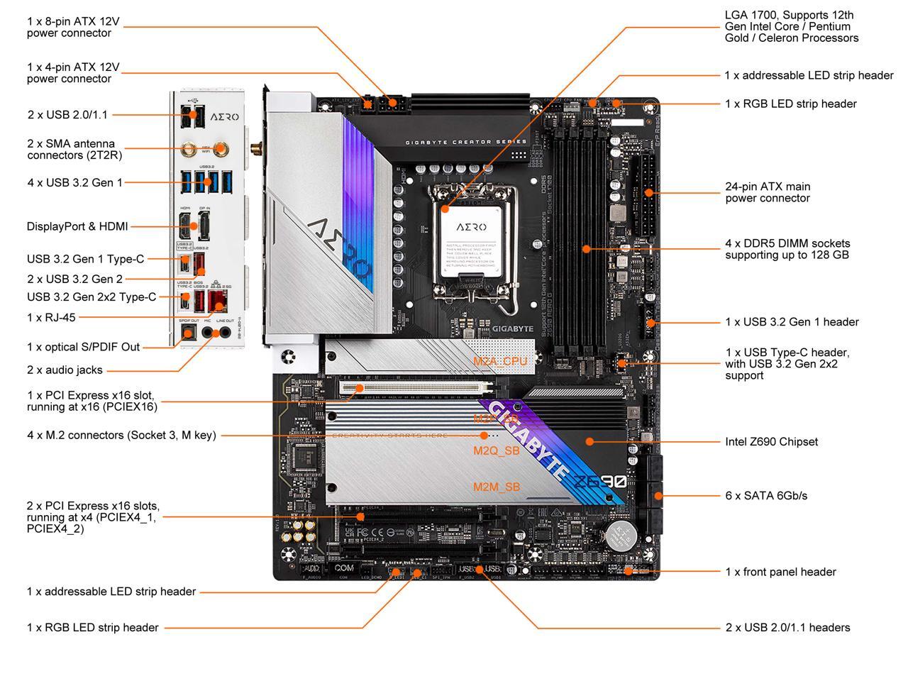 GIGABYTE Z690 AERO G LGA 1700 Intel Z690 ATX Motherboard with DDR5
