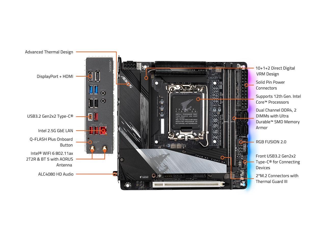 GIGABYTE Z690I AORUS ULTRA LITE DDR4 (rev. 1.0) LGA 1700 Mini ITX Intel