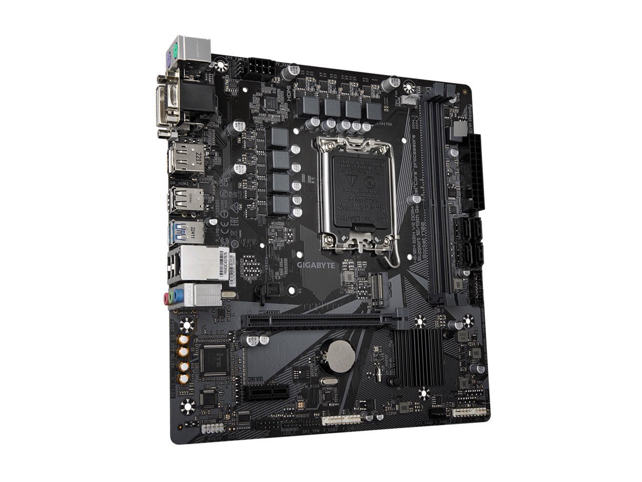 GIGABYTE H610M S2H V2 DDR4 H610 Intel LGA 1700 Micro ATX Motherboard with DDR4, Single M.2, PCIe