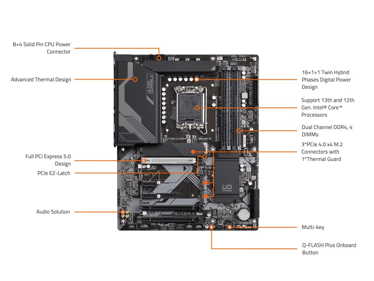 GIGABYTE Z790 D DDR4 LGA 1700 Intel Z790 ATX Motherboard with DDR4 ...